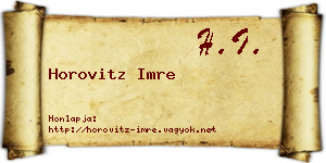 Horovitz Imre névjegykártya